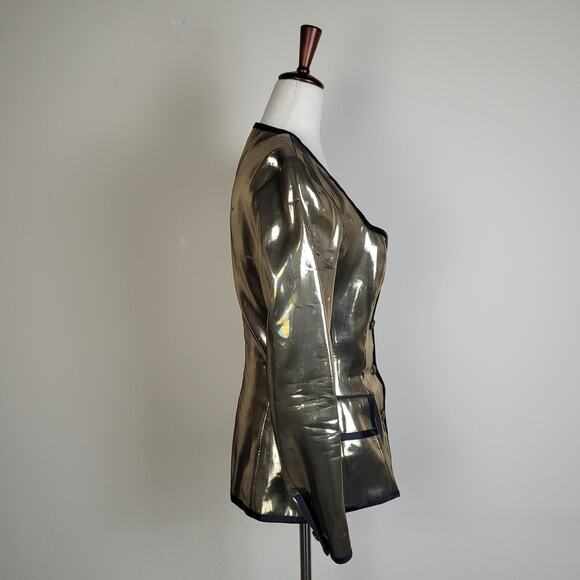 Vintage JOOP Jacket EU38 US6 Gold Metallic Silk Blazer 90s Avant Garde Bold Glam - Picture 3 of 9